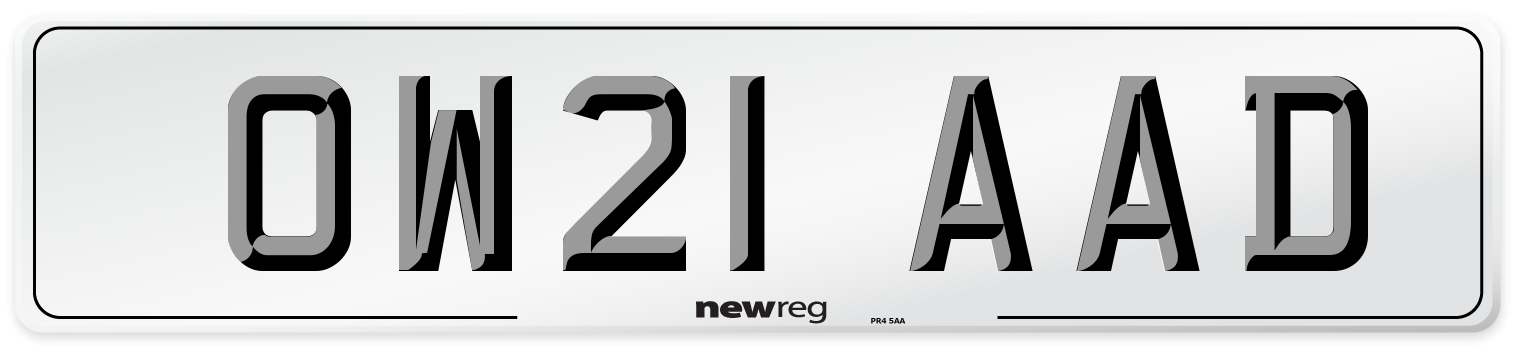 OW21 AAD Number Plate from New Reg
